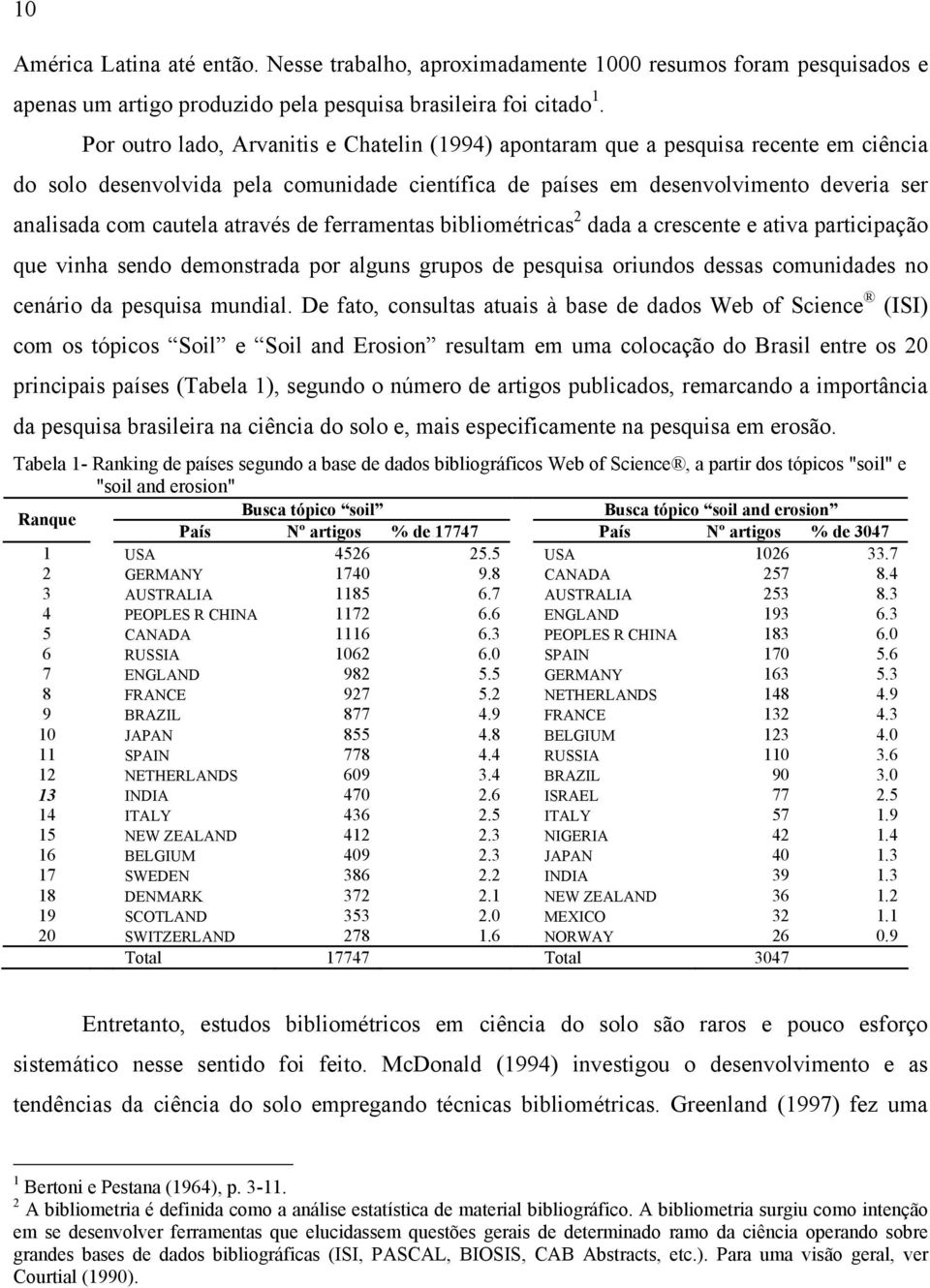 através de ferramentas bibliométricas 2 dada a crescente e ativa participação que vinha sendo demonstrada por alguns grupos de pesquisa oriundos dessas comunidades no cenário da pesquisa mundial.