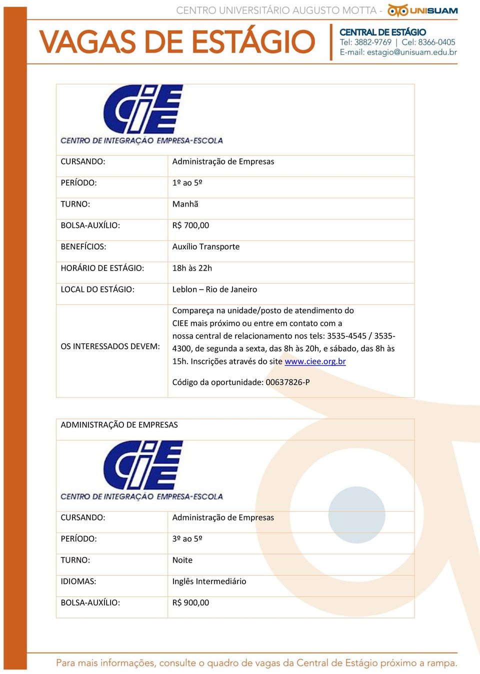 00637826-P ADMINISTRAÇÃO DE EMPRESAS Administração de Empresas