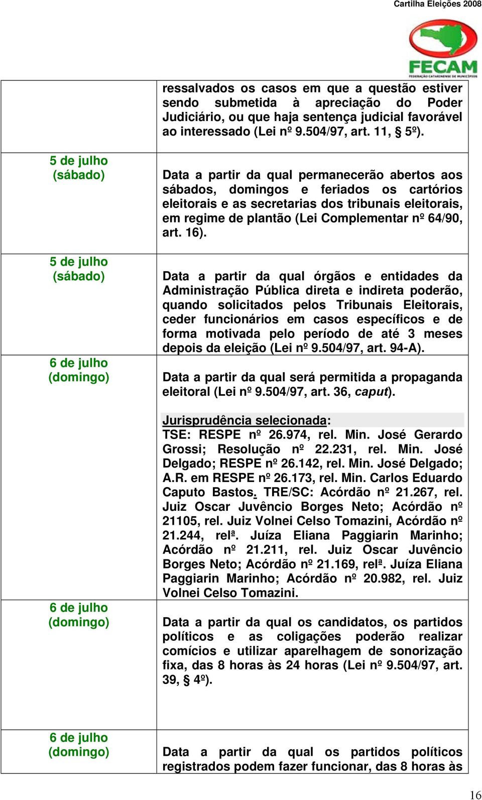 eleitorais, em regime de plantão (Lei Complementar nº 64/90, art. 16).