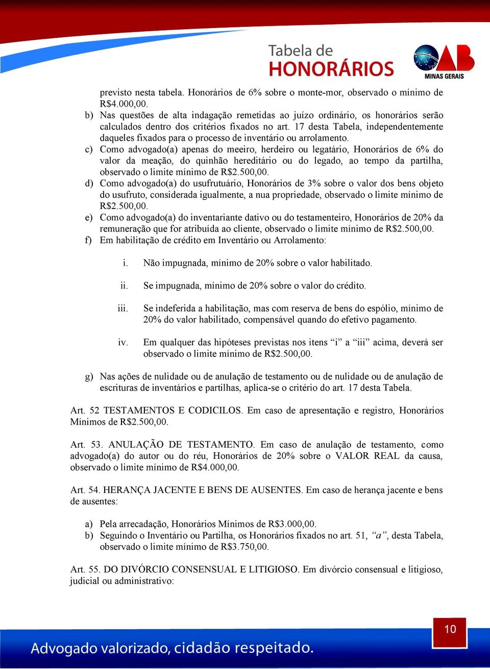 17 desta Tabela, independentemente daqueles fixados para o processo de inventário ou arrolamento.