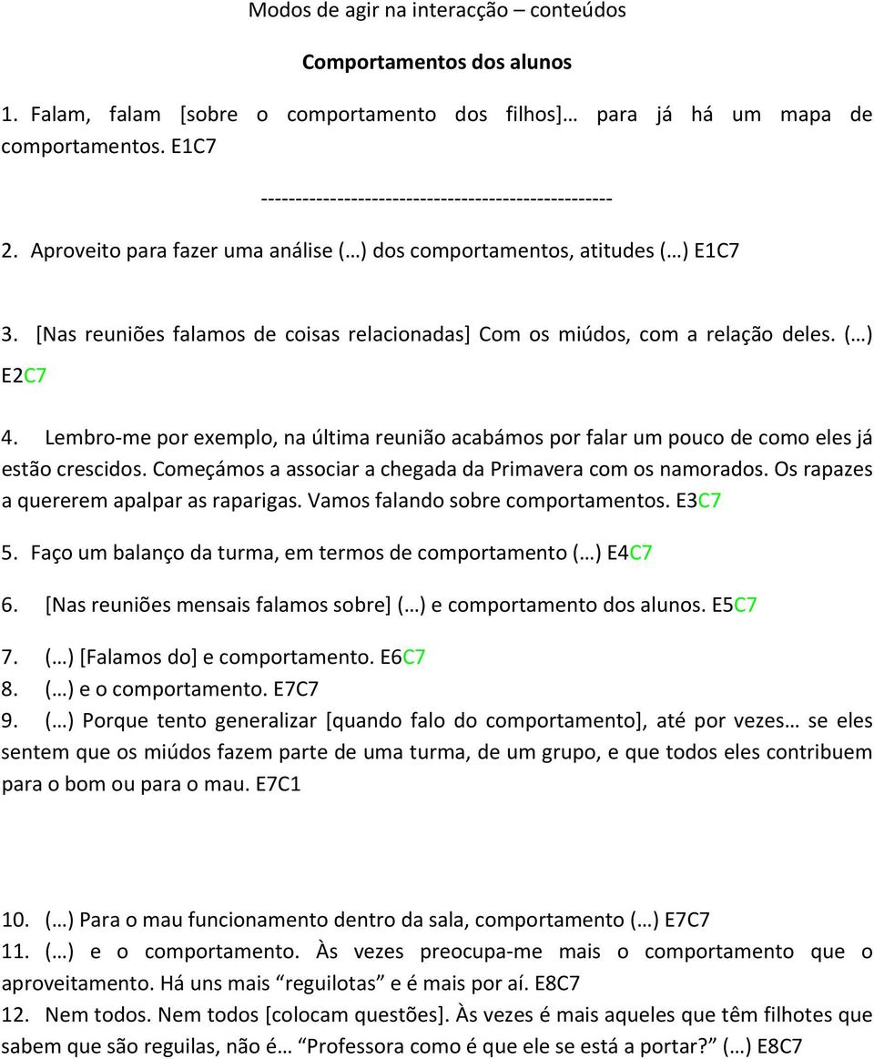 Lembro me por exemplo, na última reunião acabámos por falar um pouco de como eles já estão crescidos. Começámos a associar a chegada da Primavera com os namorados.