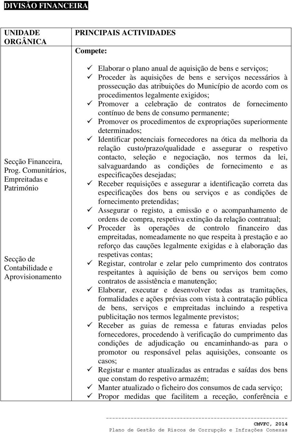 bens e serviços necessários à prossecução das atribuições do Município de acordo com os procedimentos legalmente exigidos; Promover a celebração de contratos de fornecimento contínuo de bens de