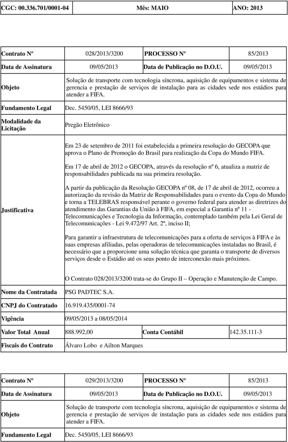 Em 23 de setembro de 2011 foi estabelecida a primeira resolução do GECOPA que aprova o Plano de Promoção do Brasil para realização da Copa do Mundo FIFA.