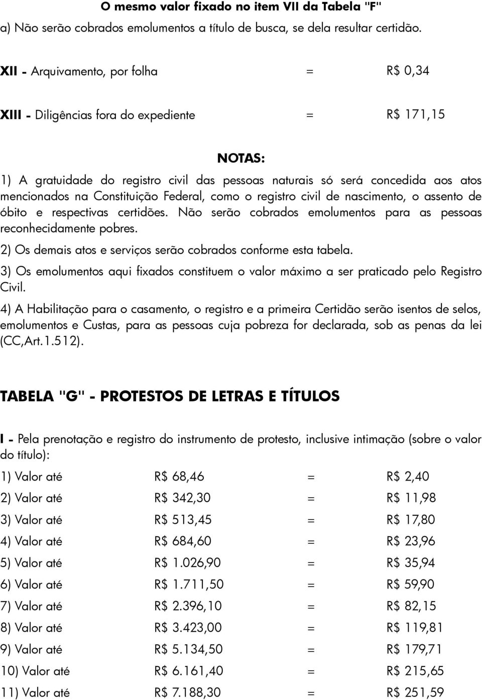 Constituição Federal, como o registro civil de nascimento, o assento de óbito e respectivas certidões. Não serão cobrados emolumentos para as pessoas reconhecidamente pobres.