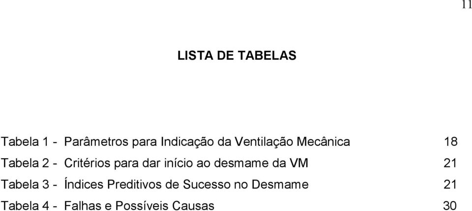 início ao desmame da VM 21 Tabela 3 - Índices Preditivos