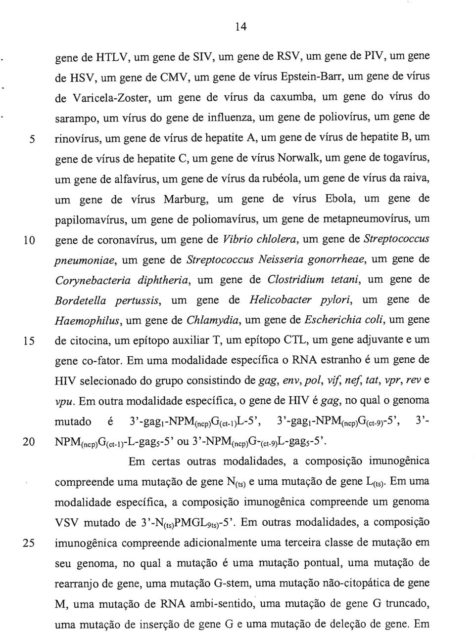 um gene de vírus Norwalk, um gene de togavírus, um gene de alfavírus, um gene de vírus da rubéola, um gene de vírus da raiva, um gene de vírus Marburg, um gene de vírus Ebola, um gene de