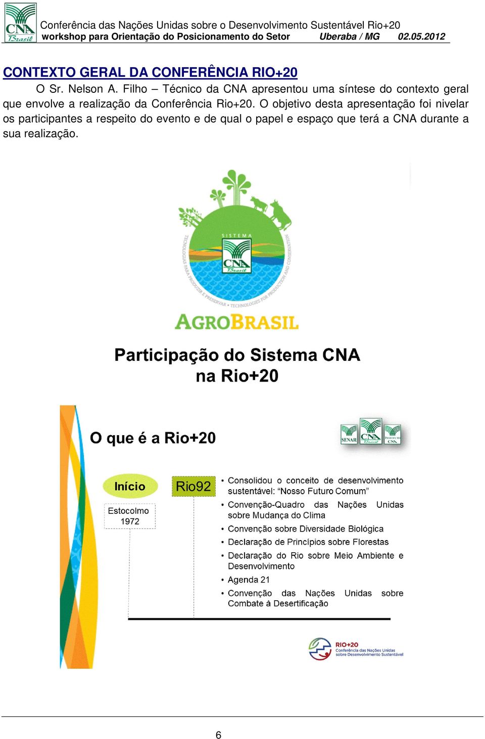 realização da Conferência Rio+20.