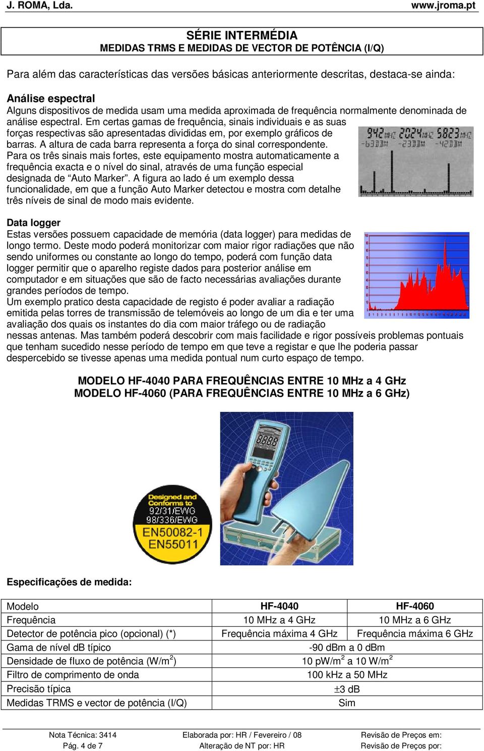 Em certas gamas de frequência, sinais individuais e as suas forças respectivas são apresentadas divididas em, por exemplo gráficos de barras.