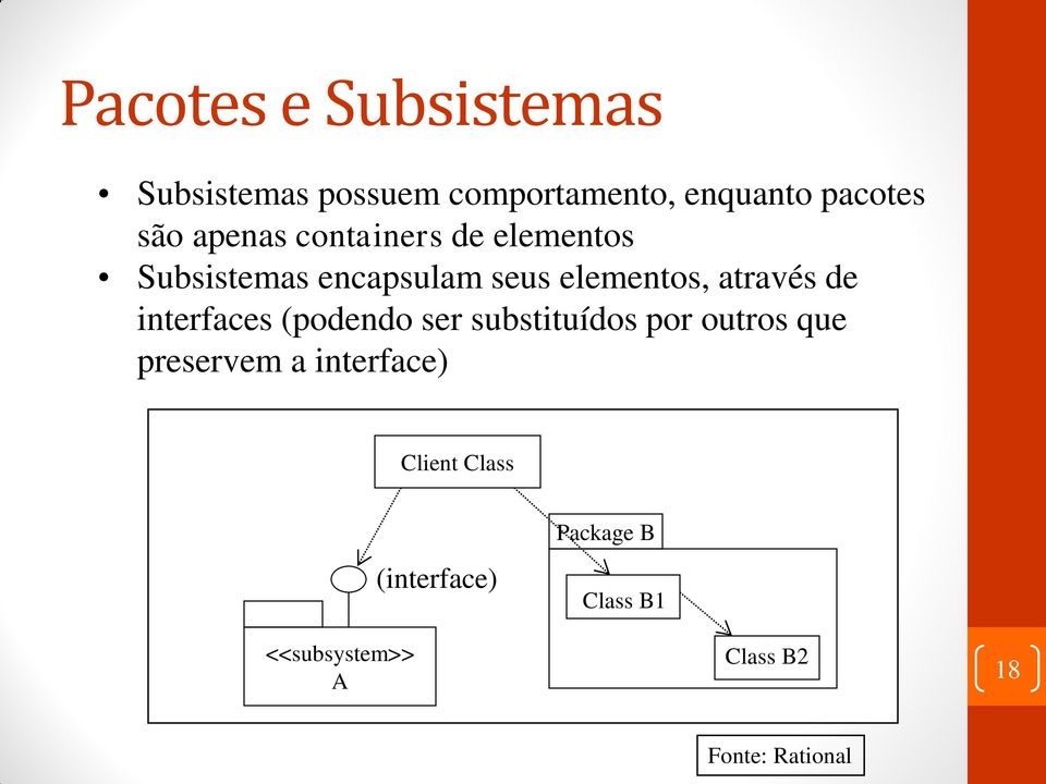 interfaces (podendo ser substituídos por outros que preservem a interface)