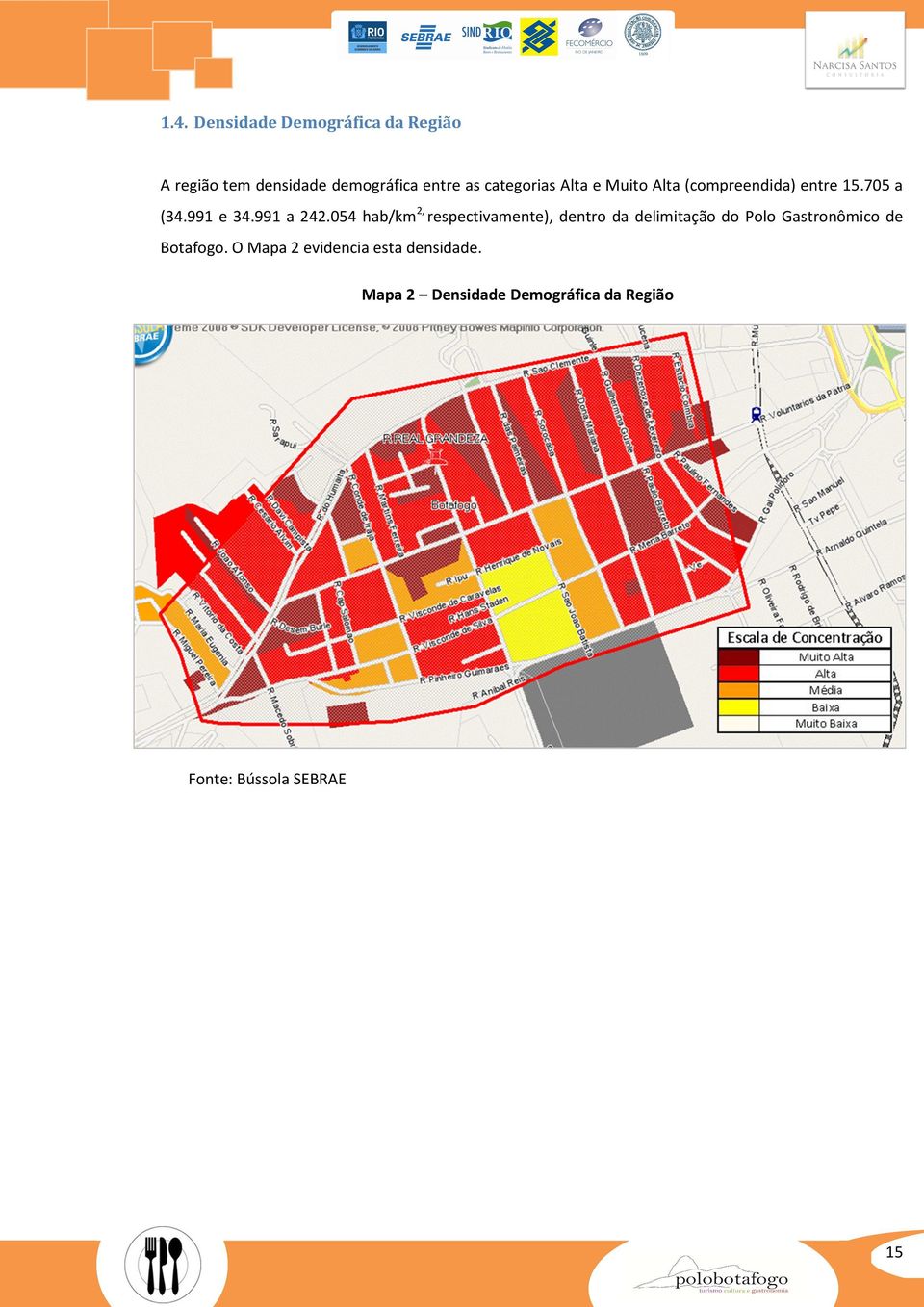 054 hab/km2, respectivamente), dentro da delimitação do Polo Gastronômico de Botafogo.