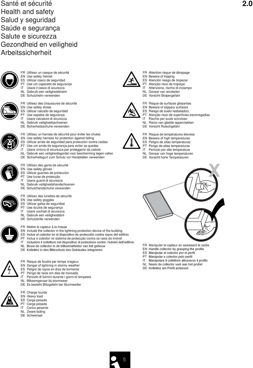 verwenden FR Utilisez des chaussures de sécurité EN Use safety shoes ES Utilizar calzado de seguridad PT Use sapatos de segurança IT Usare calzature di sicurezza NL Gebruik veiligheidsschoenen DE