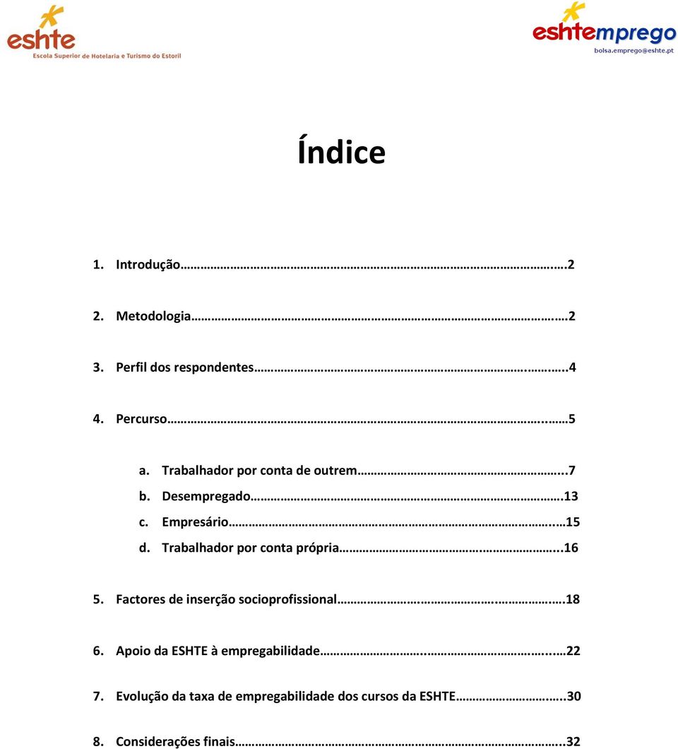 Trabalhador por conta própria....16 5. Factores de inserção socioprofissional.....18 6.