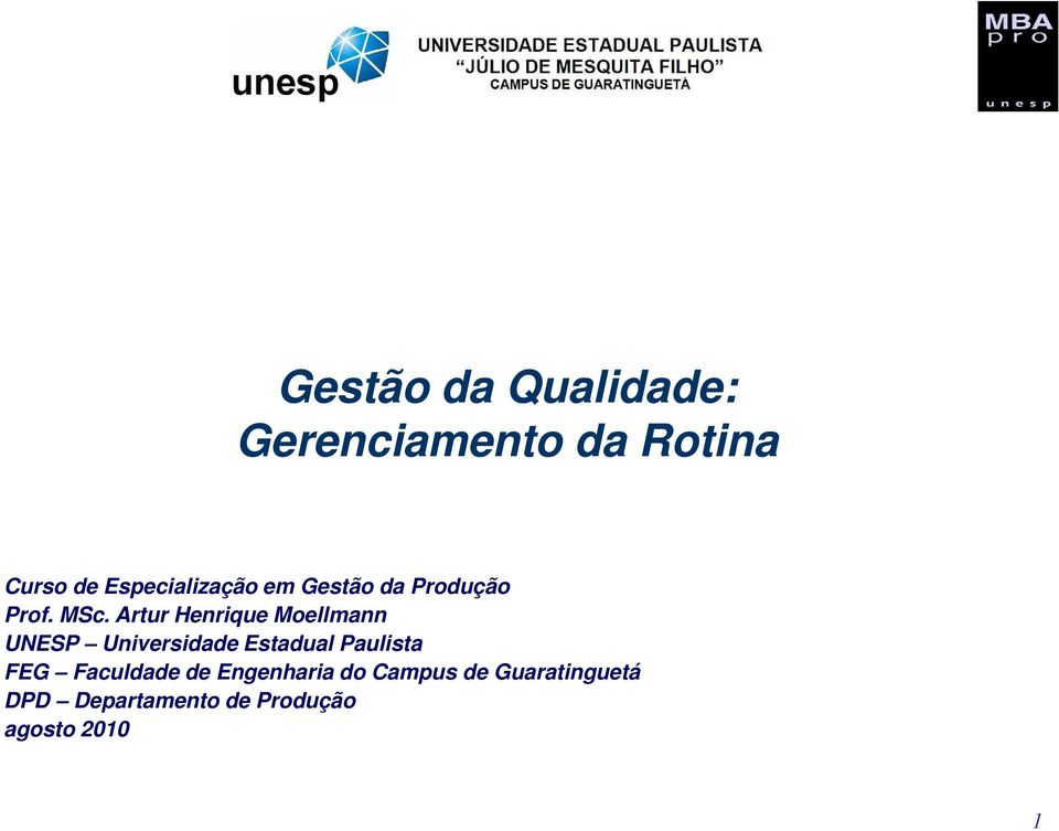 Artur Henrique Moellmann UNESP Universidade Estadual Paulista FEG