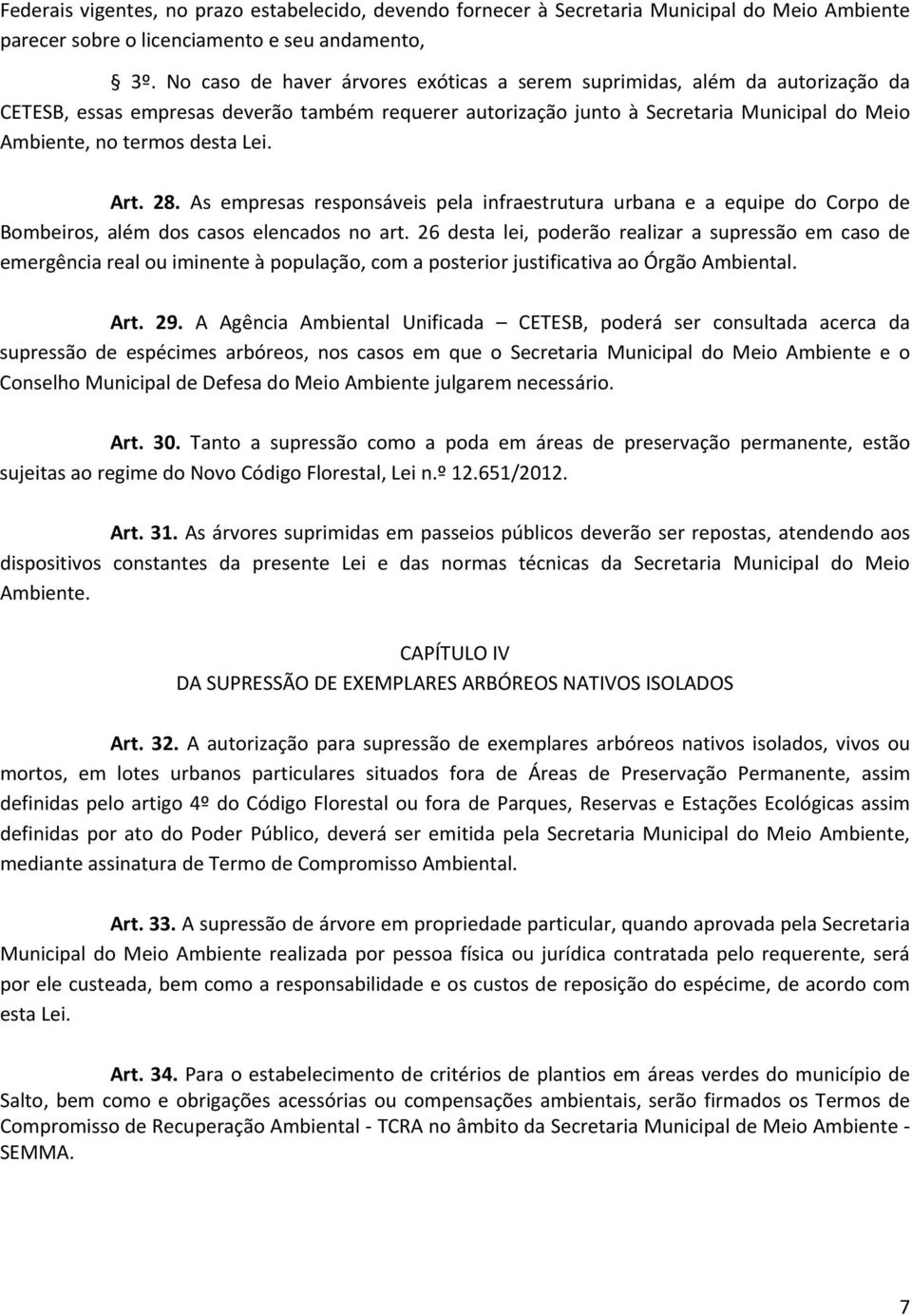 Lei. Art. 28. As empresas responsáveis pela infraestrutura urbana e a equipe do Corpo de Bombeiros, além dos casos elencados no art.