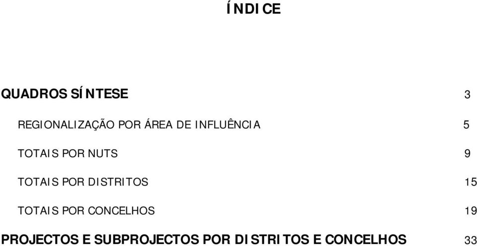 9 TOTAIS POR DISTRITOS 15 TOTAIS POR 19