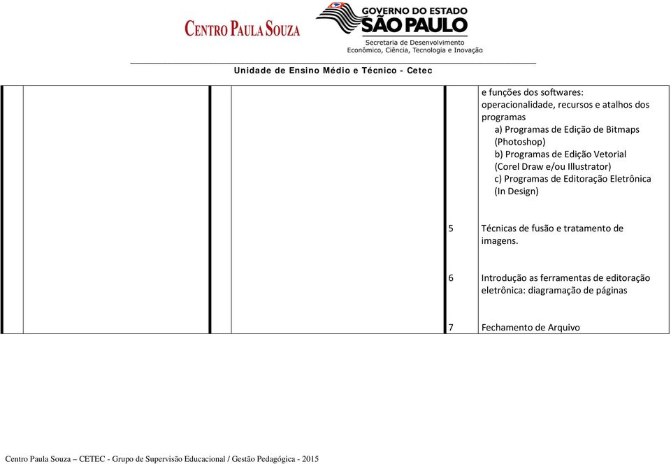 Programas de Editoração Eletrônica (In Design) 5 Técnicas de fusão e tratamento de imagens.