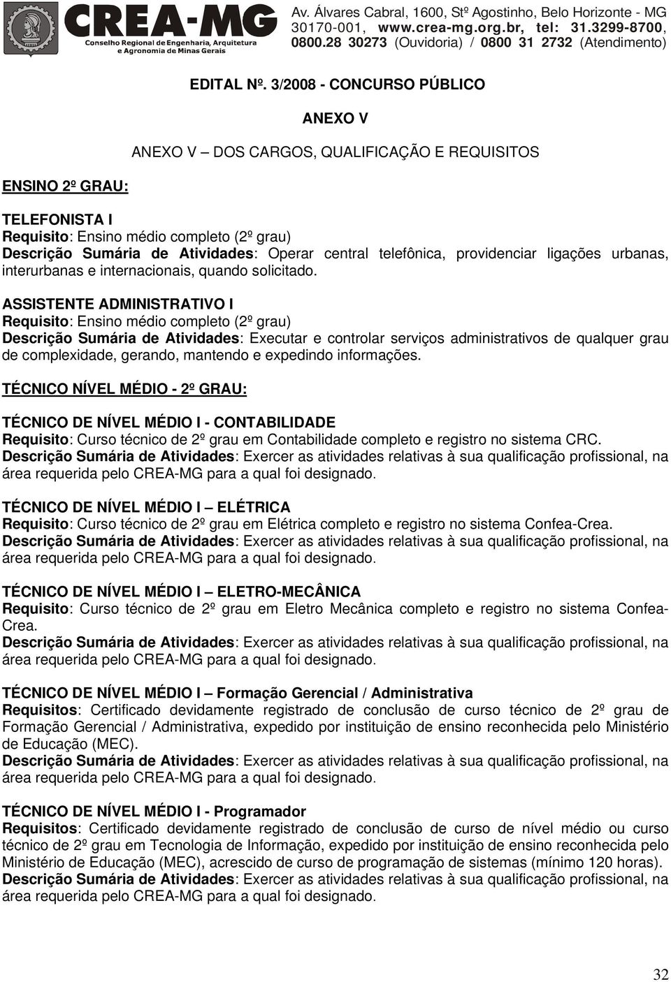 central telefônica, providenciar ligações urbanas, interurbanas e internacionais, quando solicitado.