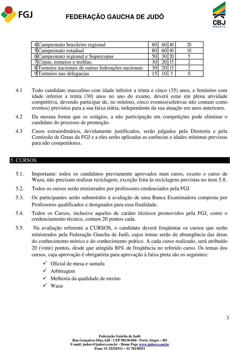 1 Todo candidato masculino com idade inferior a trinta e cinco (35) anos, e feminino com idade inferior a trinta (30) anos no ano do exame, deverá estar em plena atividade competitiva, devendo