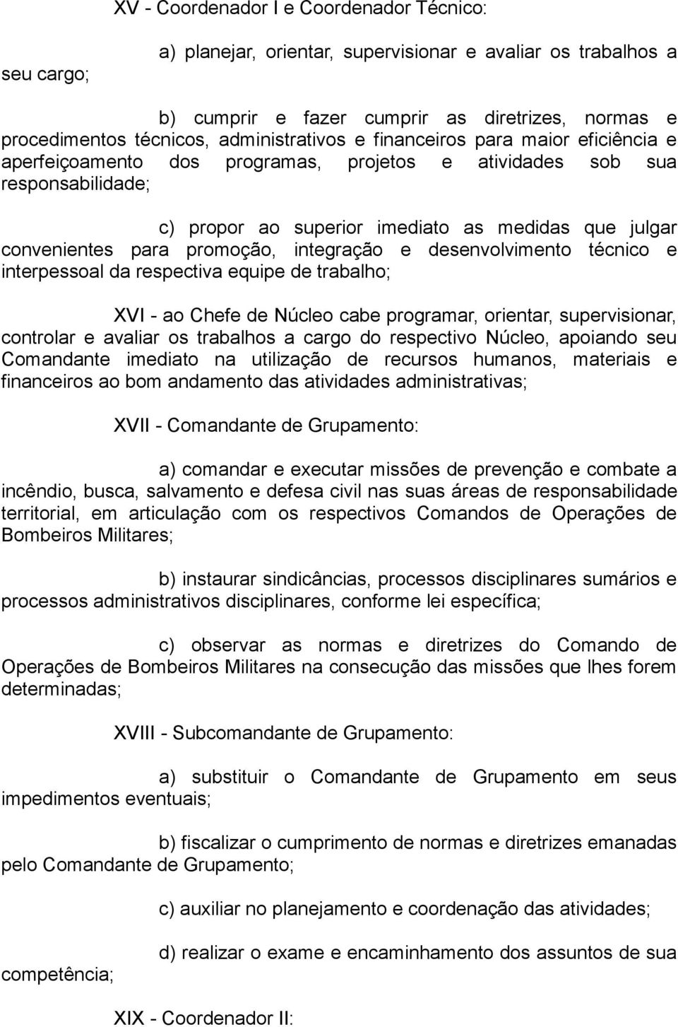 para promoção, integração e desenvolvimento técnico e interpessoal da respectiva equipe de trabalho; XVI - ao Chefe de Núcleo cabe programar, orientar, supervisionar, controlar e avaliar os trabalhos