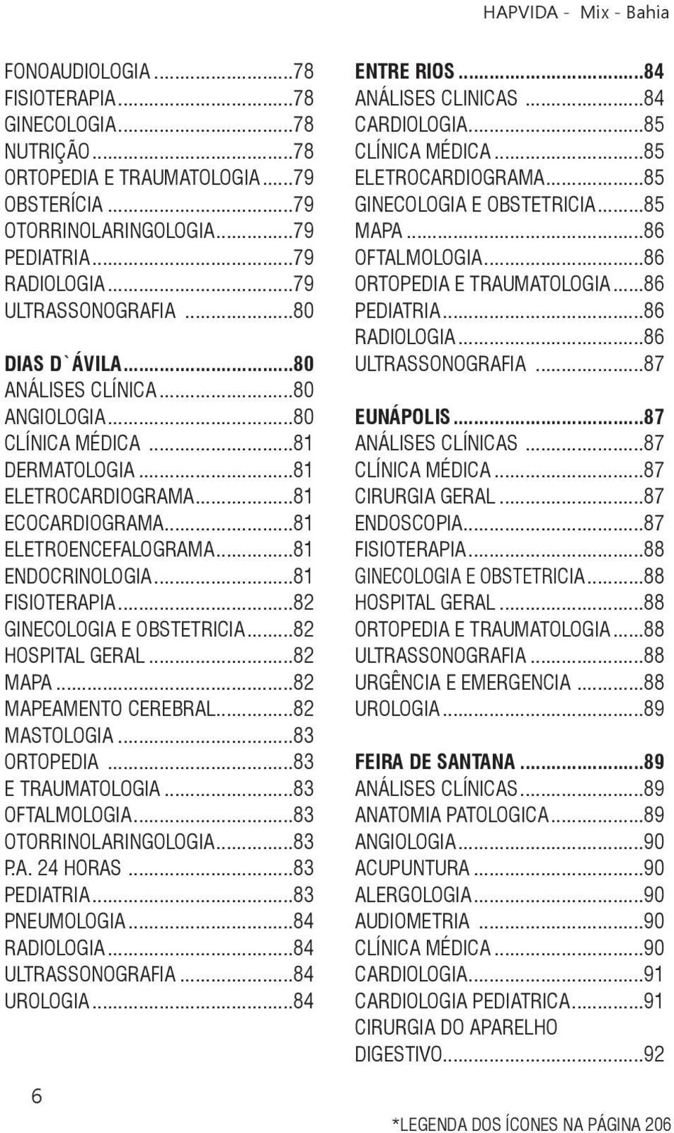 ..82 GINECOLOGIA E OBSTETRICIA...82 HOSPITAL GERAL...82 MAPA...82 MAPEAMENTO CEREBRAL...82 MASTOLOGIA...83 ORTOPEDIA...83 E TRAUMATOLOGIA...83 OFTALMOLOGIA...83 OTORRINOLARINGOLOGIA...83 P.A. 24 HORAS.