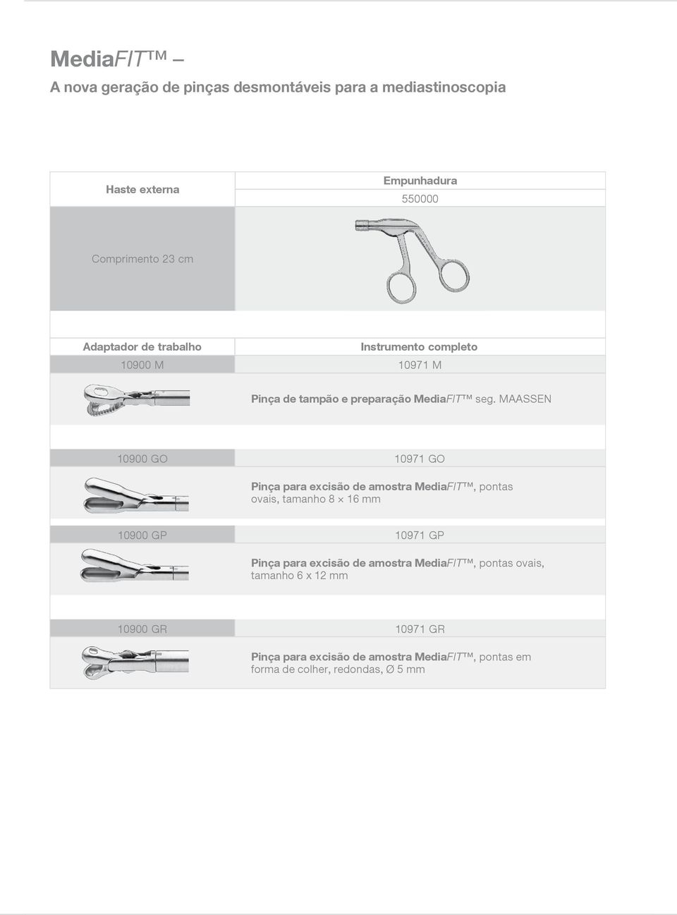 MAASSEN 10900 GO 10971 GO Pinça para excisão de amostra MediaFIT, pontas ovais, tamanho 8 16 mm 10900 GP 10971 GP Pinça para