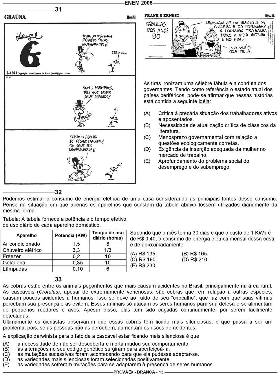 Necessidade de atualização crítica de clássicos da literatura. Menosprezo governamental com relação a questões ecologicamente corretas. Exigência da inserção adequada da mulher no mercado de trabalho.