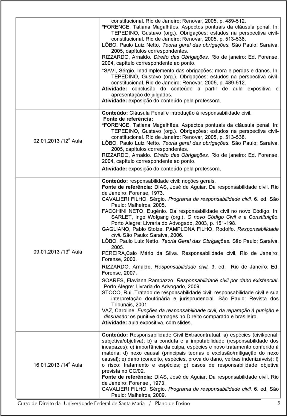 Inadimplemento das obrigações: mora e perdas e danos. In: Rio de Janeiro: Renovar, 2005, p. 489-512. Atividade: conclusão do conteúdo a partir de aula expositiva e apresentação de julgados.