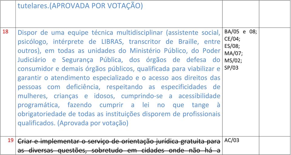 Público, do Poder Judiciário e Segurança Pública, dos órgãos de defesa do consumidor e demais órgãos públicos, qualificada para viabilizar e garantir o atendimento especializado e o acesso aos