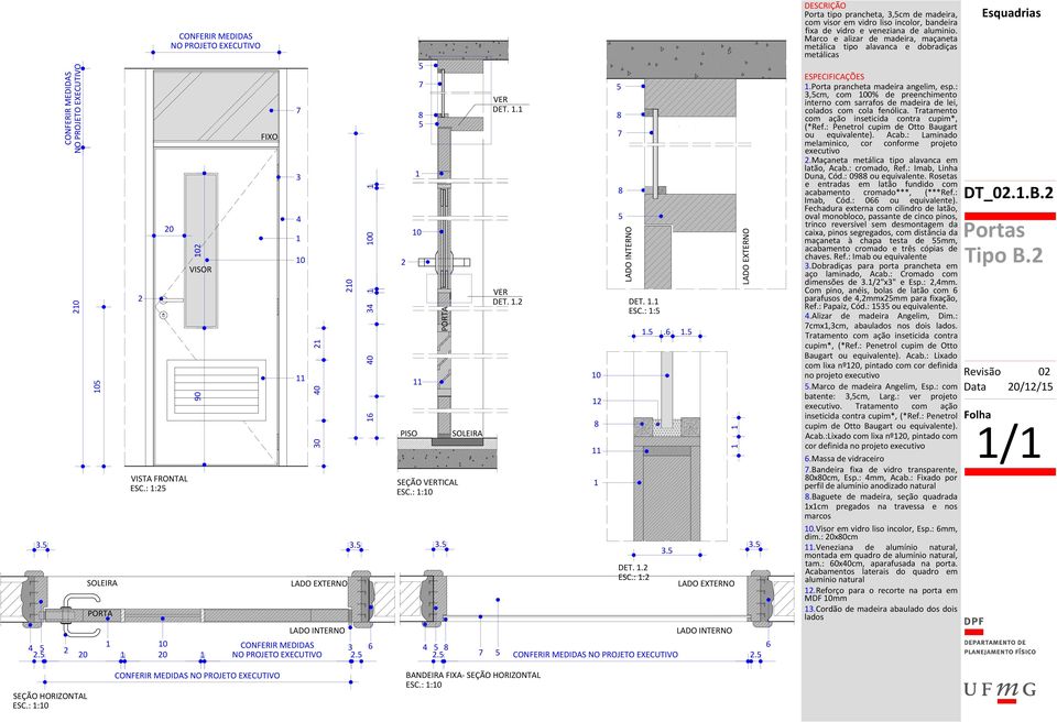 :,cm, com 00% de preenchimento interno com sarrafos de madeira de lei, colados com cola fenólica. Tratamento ou equivalente). Acab.: Laminado melaminico, cor conforme projeto.