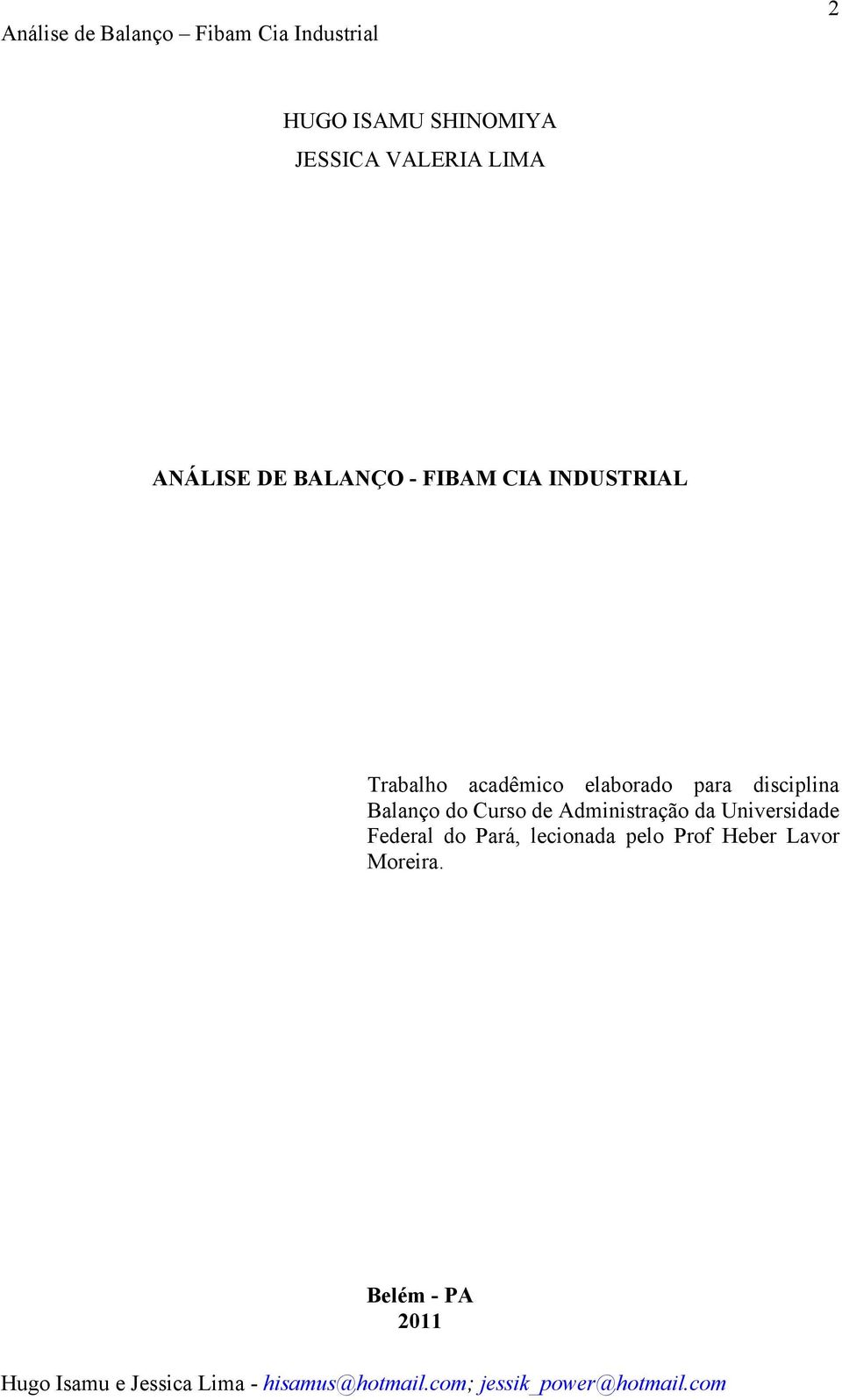 disciplina Balanço do Curso de Administração da Universidade