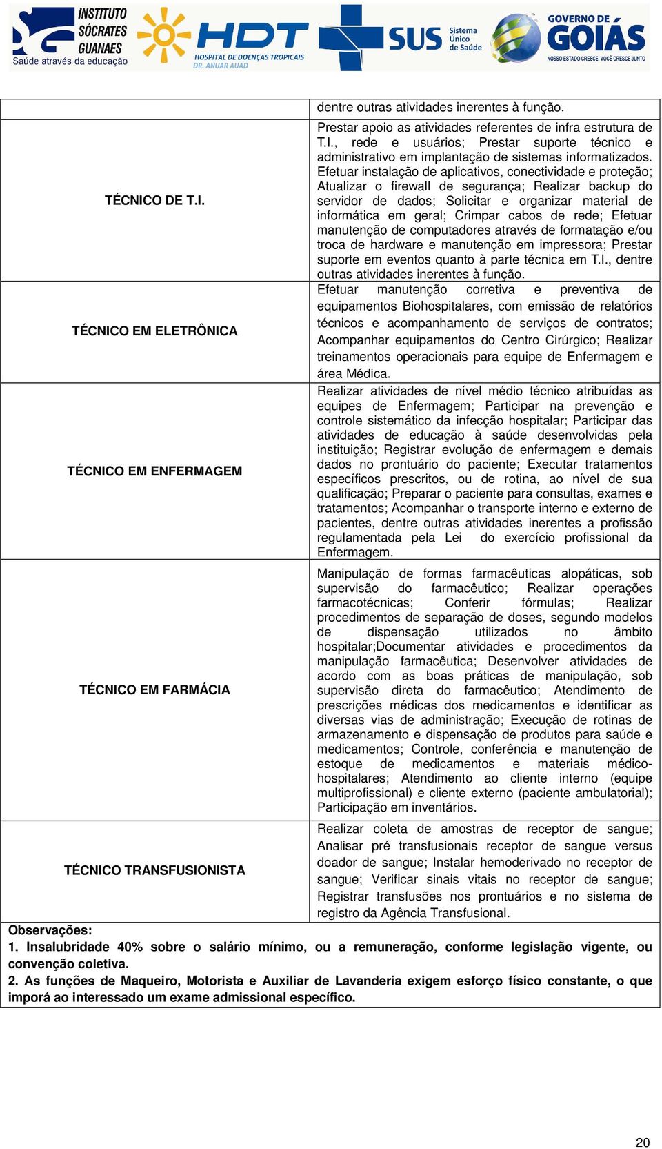 cabos de rede; Efetuar manutenção de computadores através de formatação e/ou troca de hardware e manutenção em impressora; Prestar suporte em eventos quanto à parte técnica em T.I.