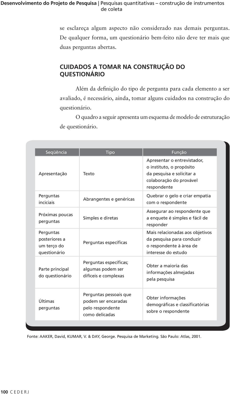 CUIDADOS A TOMAR NA CONSTRUÇÃO DO QUESTIONÁRIO Além da definição do tipo de pergunta para cada elemento a ser avaliado, é necessário, ainda, tomar alguns cuidados na construção do questionário.