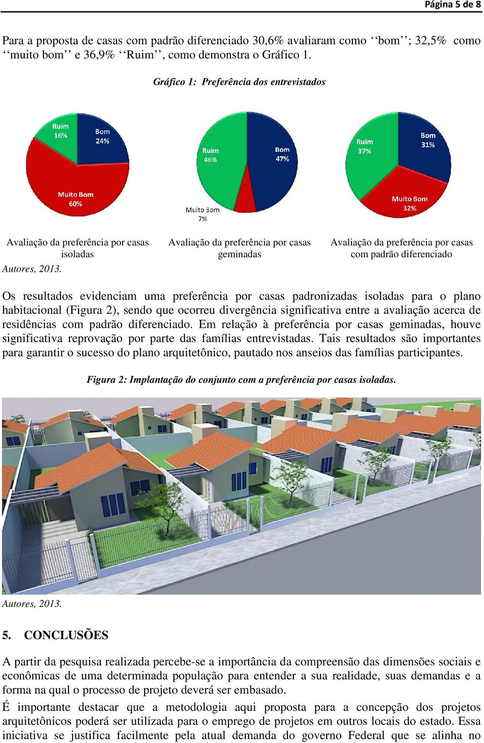 Avaliação da preferência por casas geminadas Avaliação da preferência por casas com padrão diferenciado Os resultados evidenciam uma preferência por casas padronizadas isoladas para o plano