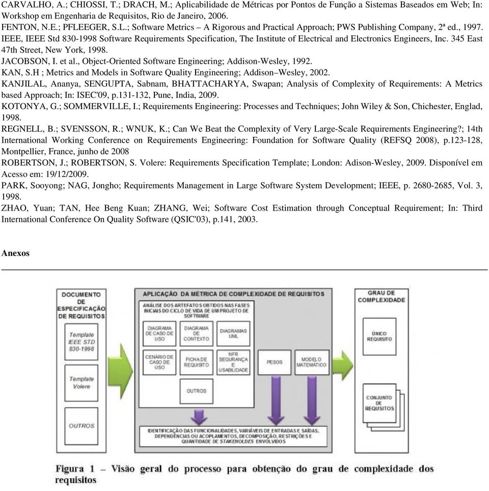 IEEE, IEEE Std 830-1998 Software Requirements Specification, The Institute of Electrical and Electronics Engineers, Inc. 345 East 47th Street, New York, 1998. JACOBSON, I. et al.