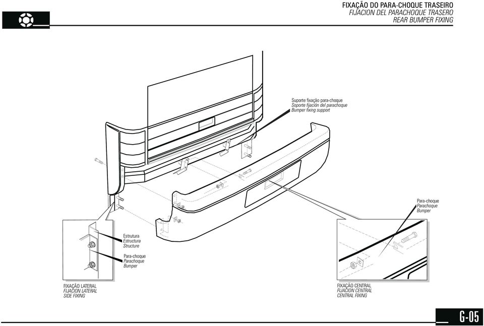 Para-choque Parachoque Bumper Estrutura Estructura Structure Para-choque Parachoque