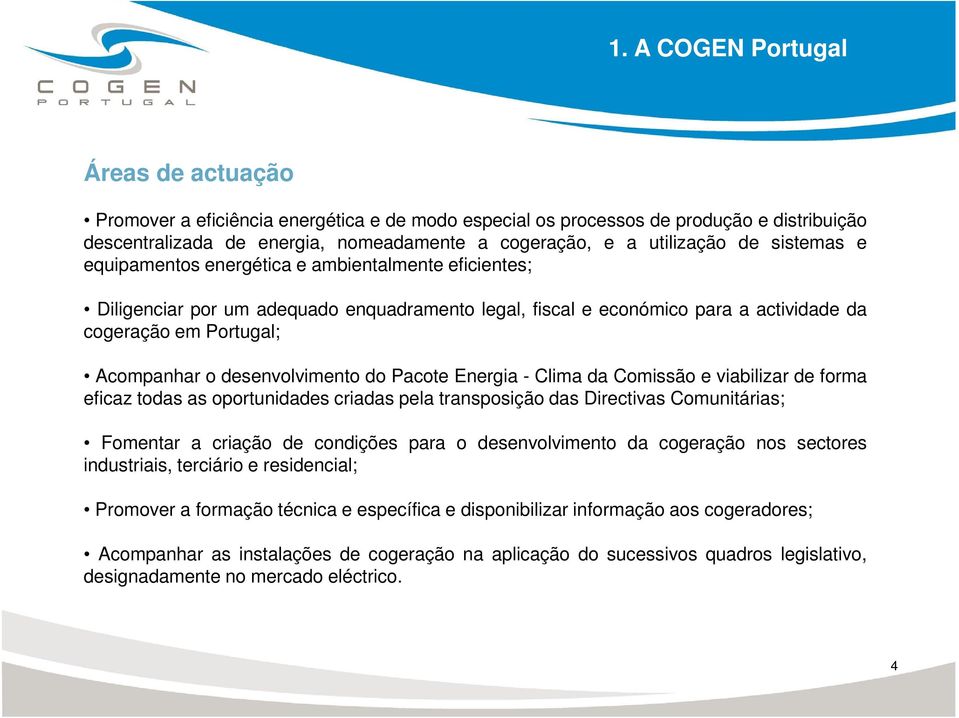 desenvolvimento do Pacote Energia - Clima da Comissão e viabilizar de forma eficaz todas as oportunidades criadas pela transposição das Directivas Comunitárias; Fomentar a criação de condições para o