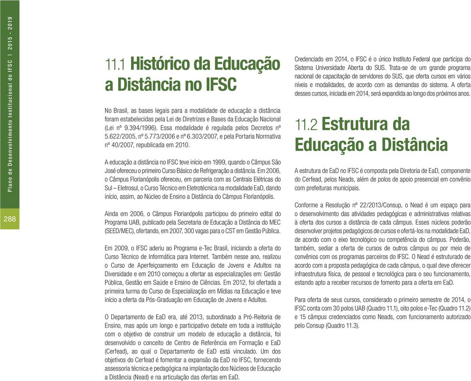 394/1996). Essa modalidade é regulada pelos Decretos nº 5.622/2005, nº 5.773/2006 e nº 6.303/2007, e pela Portaria Normativa nº 40/2007, republicada em 2010.