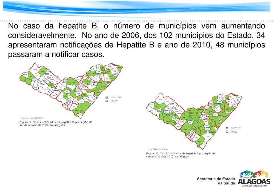 No ano de 2006, dos 102 municípios do Estado, 34