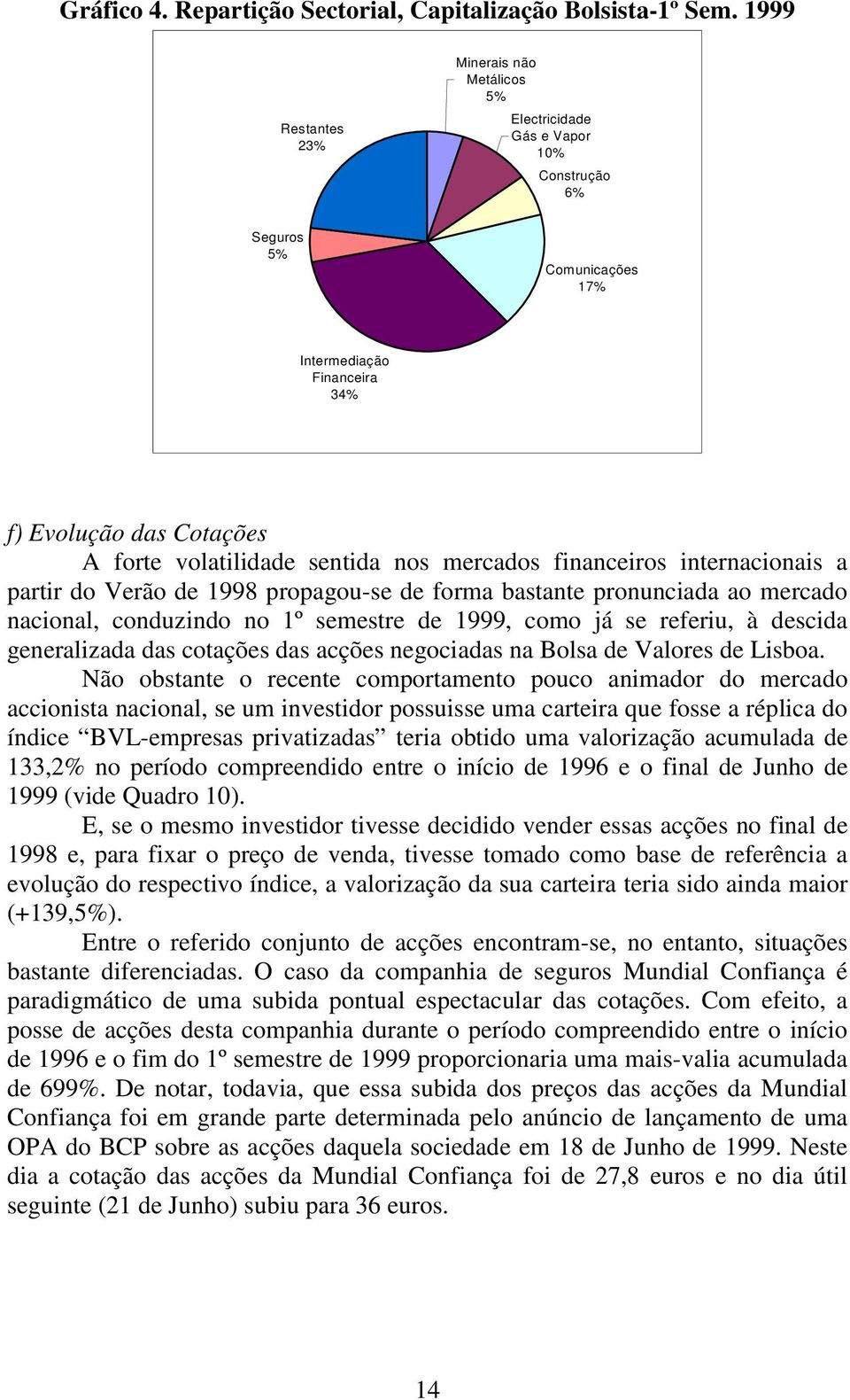 nos mercados financeiros internacionais a partir do Verão de 1998 propagou-se de forma bastante pronunciada ao mercado nacional, conduzindo no 1º semestre de 1999, como já se referiu, à descida