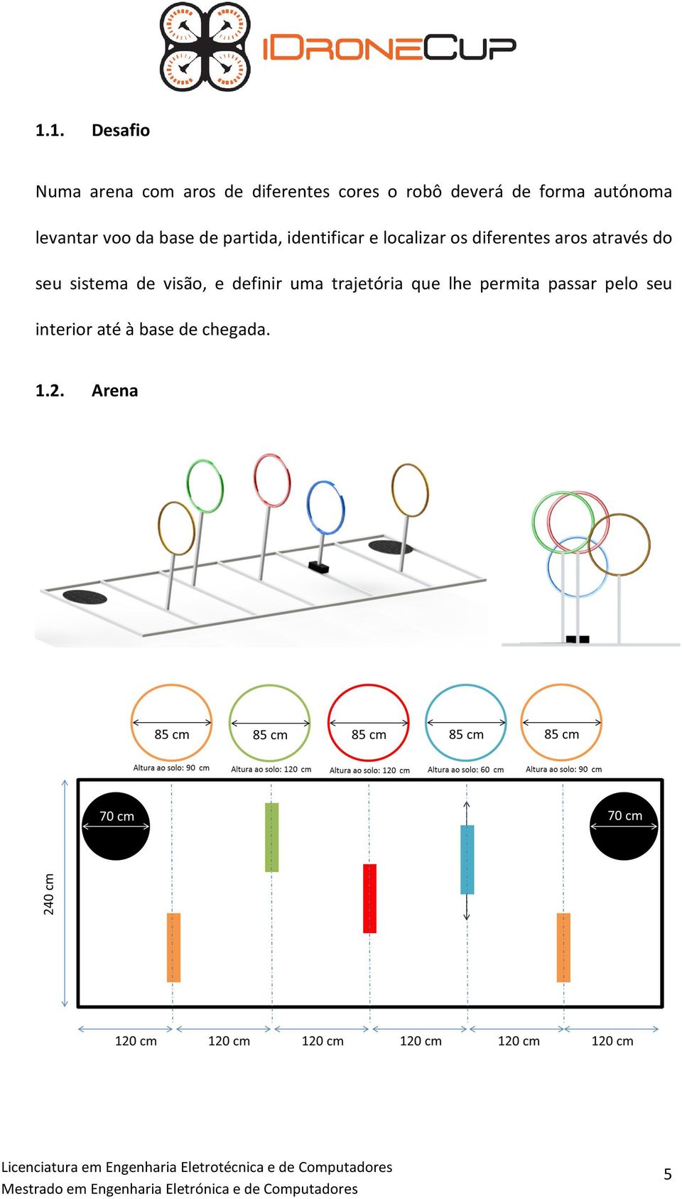 os diferentes aros através do seu sistema de visão, e definir uma