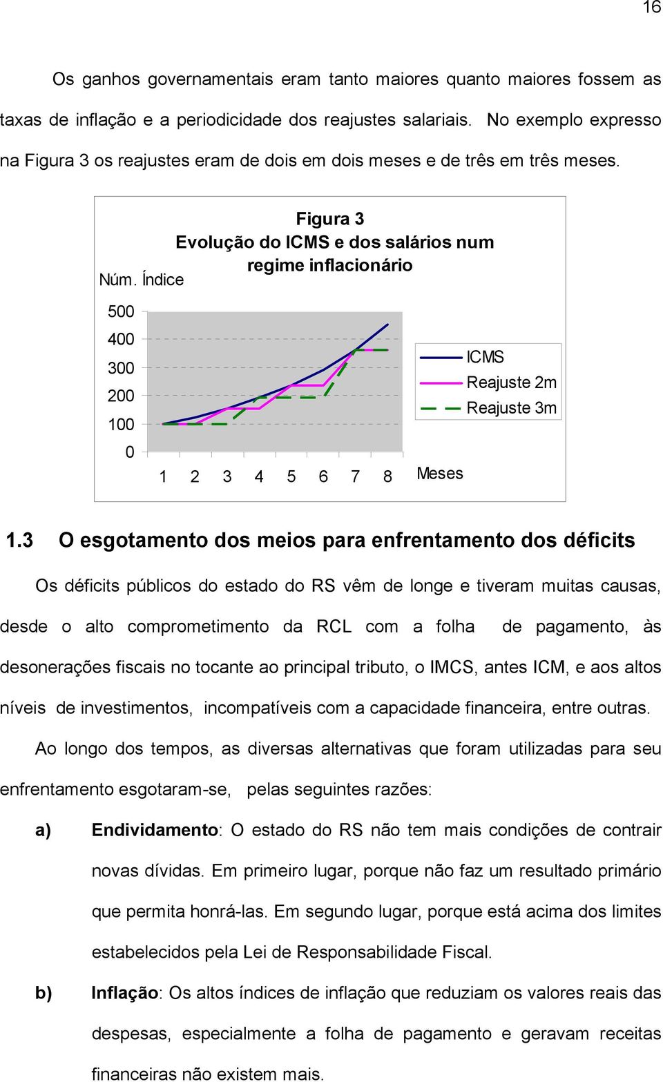 Índice 500 400 300 200 100 0 1 2 3 4 5 6 7 8 ICMS Reajuste 2m Reajuste 3m Meses 1.