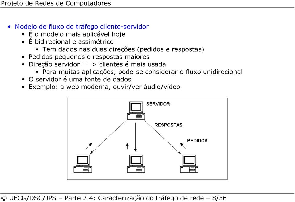 clientes é mais usada Para muitas aplicações, pode-se considerar o fluxo unidirecional O servidor é uma fonte