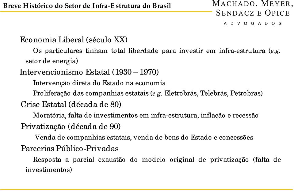 a) Intervencionismo Estatal (1930 1970) Intervenção direta do Estado na economia Proliferação das companhias estatais (e.g.