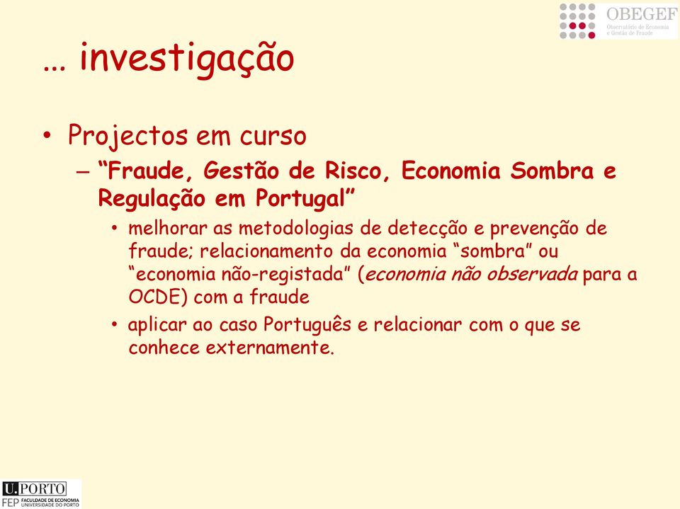 relacionamento da economia sombra ou economia não-registada (economia não observada