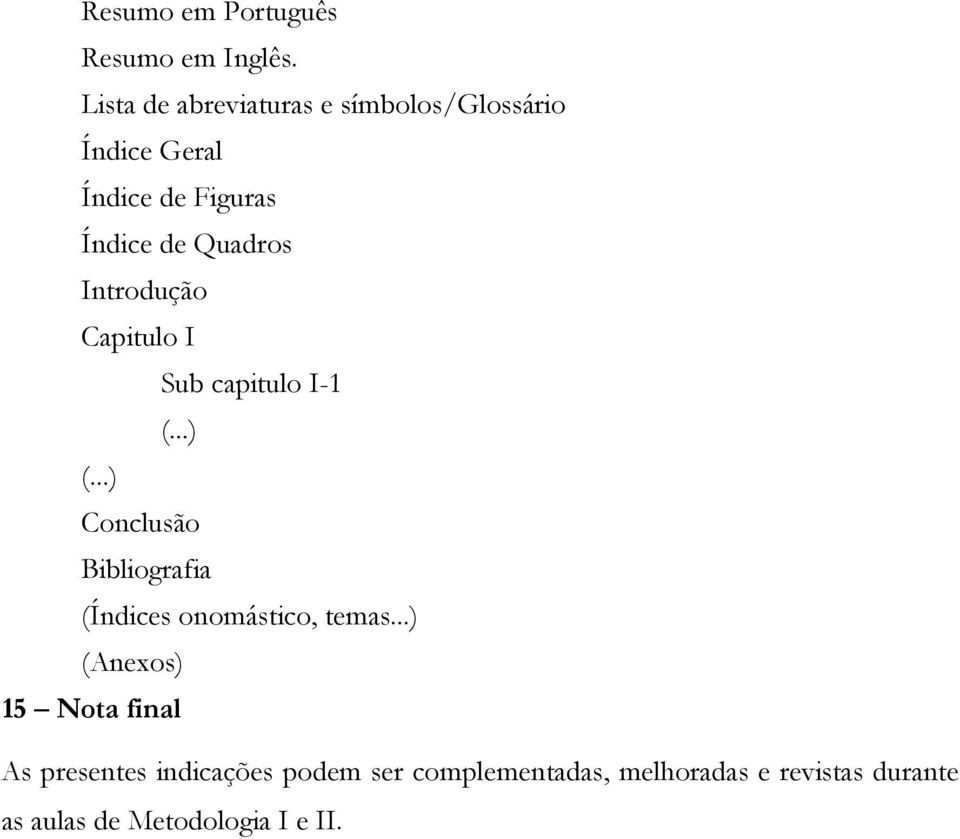 Introdução Capitulo I Sub capitulo I-1 (...) (.