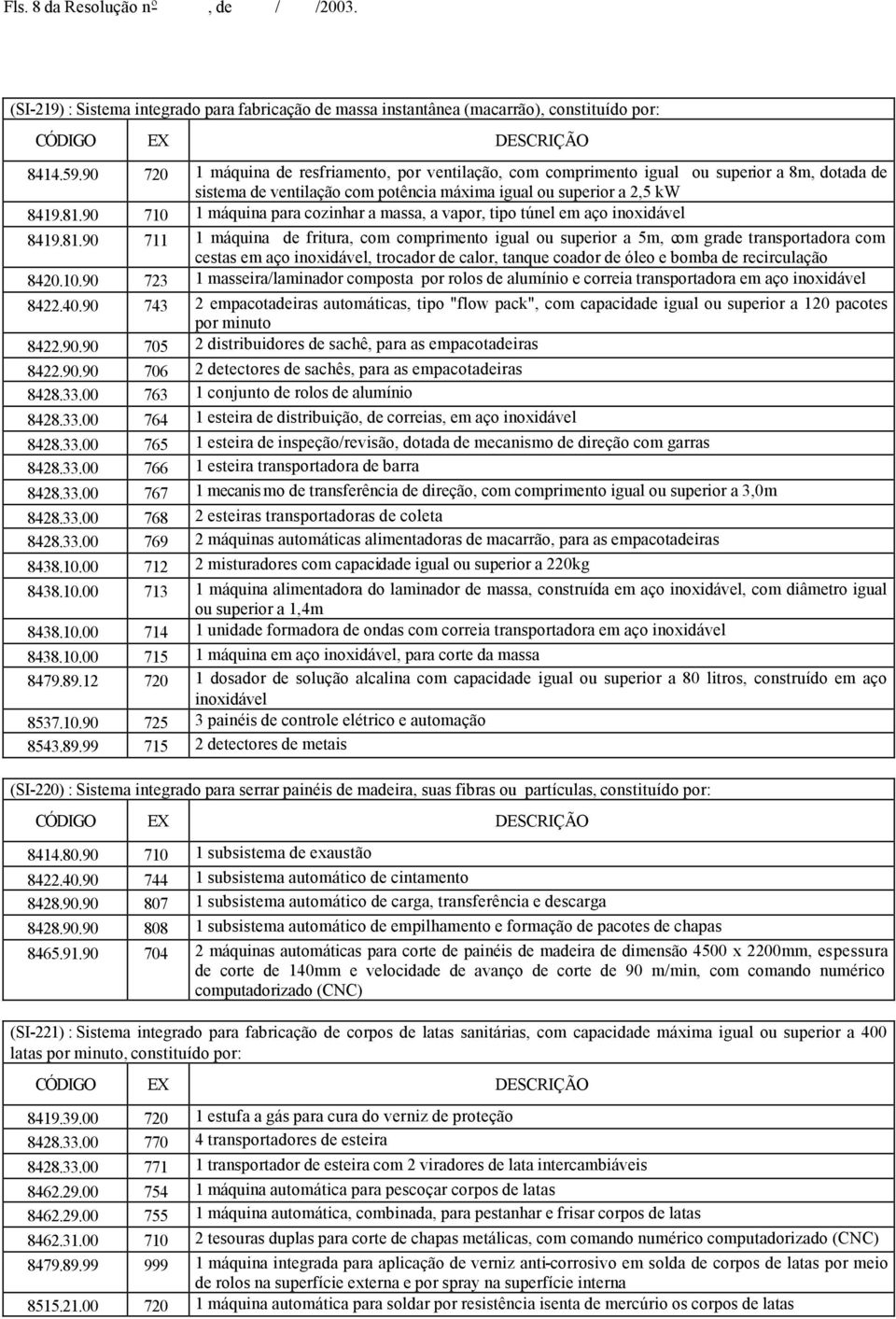 90 710 1 máquina para cozinhar a massa, a vapor, tipo túnel em aço inoxidável 8419.81.