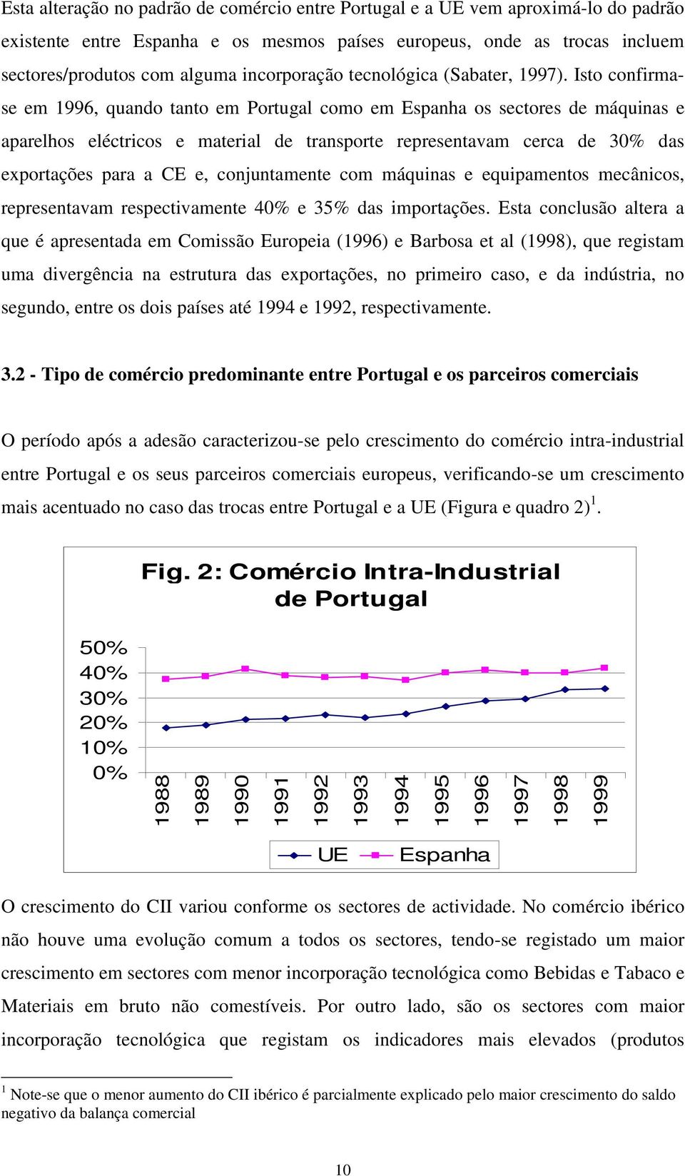 Isto confirmase em 1996, quando tanto em Portugal como em Espanha os sectores de máquinas e aparelhos eléctricos e material de transporte representavam cerca de 30% das exportações para a CE e,