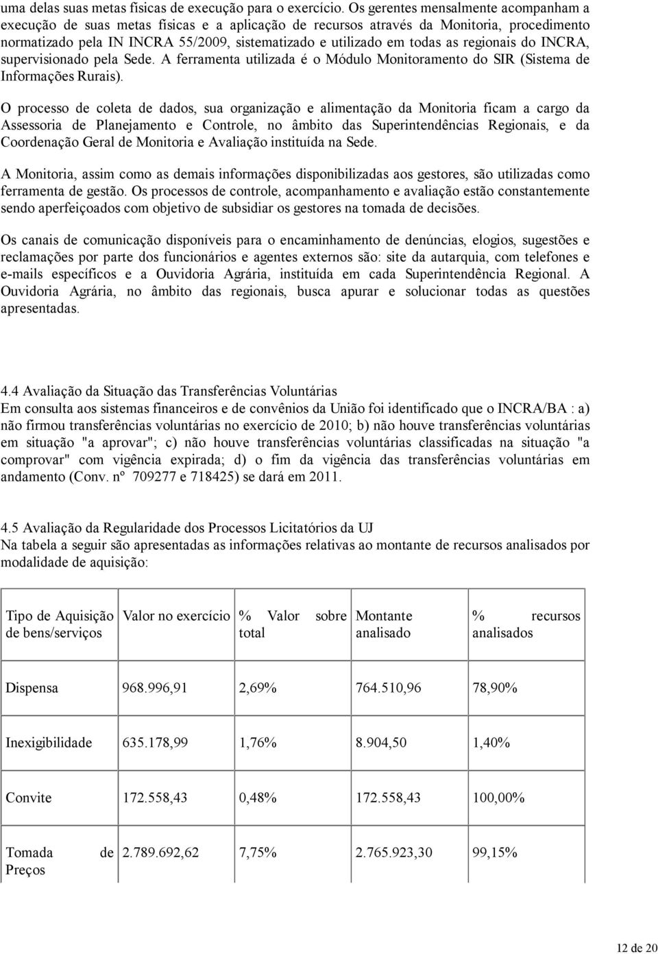 as regionais do INCRA, supervisionado pela Sede. A ferramenta utilizada é o Módulo Monitoramento do SIR (Sistema de Informações Rurais).