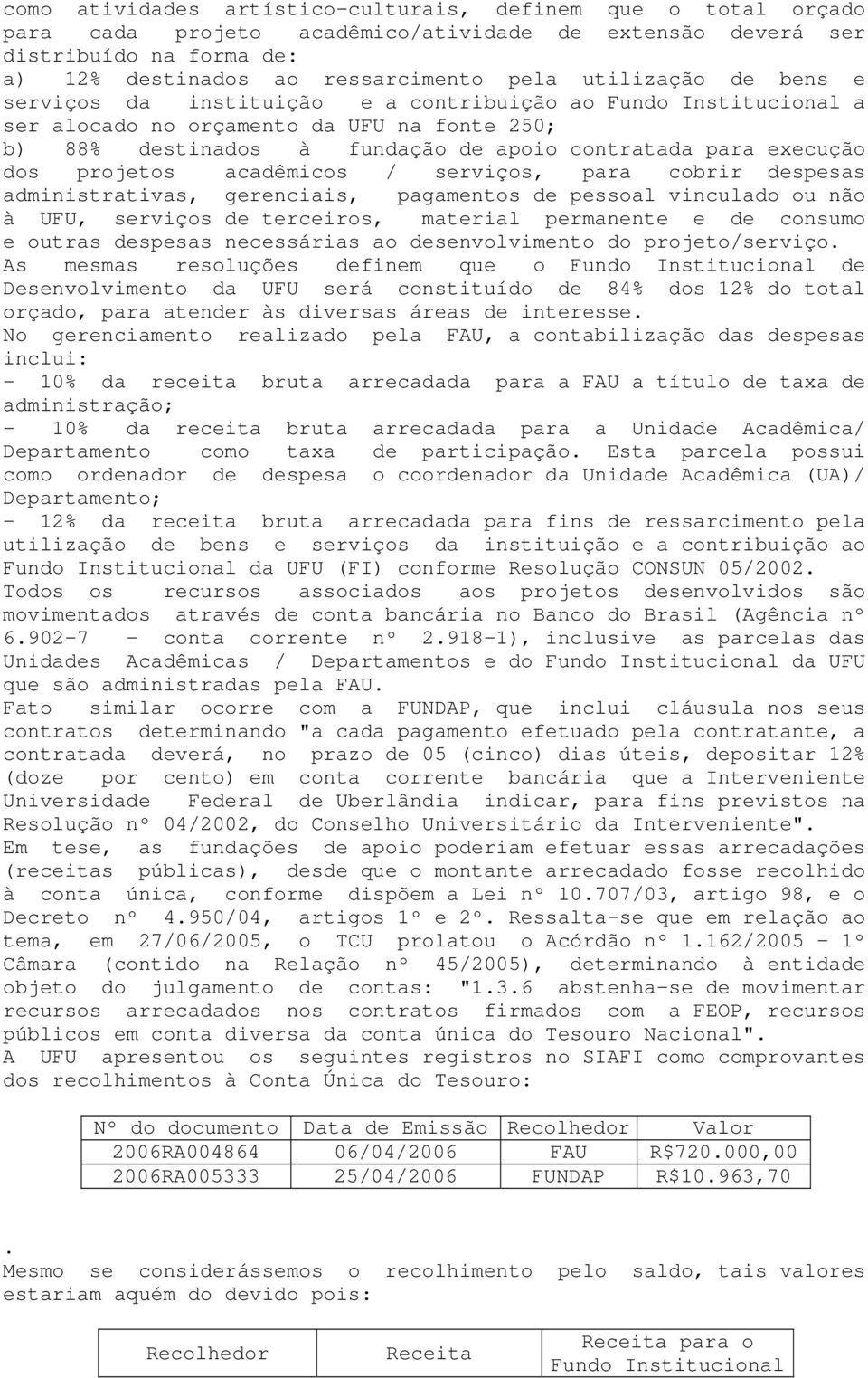 projetos acadêmicos / serviços, para cobrir despesas administrativas, gerenciais, pagamentos de pessoal vinculado ou não à UFU, serviços de terceiros, material permanente e de consumo e outras