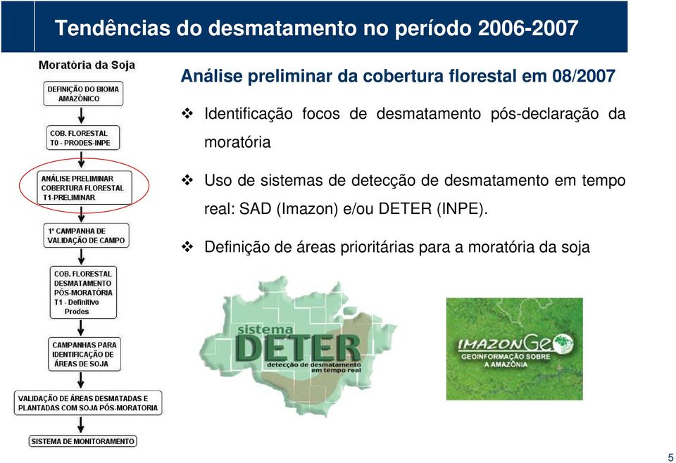 desmatamento pós-declaração da moratória Uso de sistemas de detecção de desmatamento em
